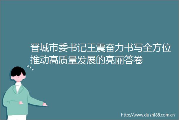 晋城市委书记王震奋力书写全方位推动高质量发展的亮丽答卷