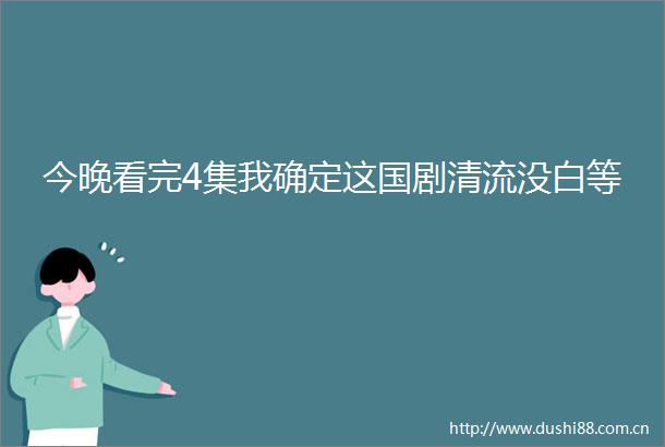 今晚看完4集我确定这国剧清流没白等