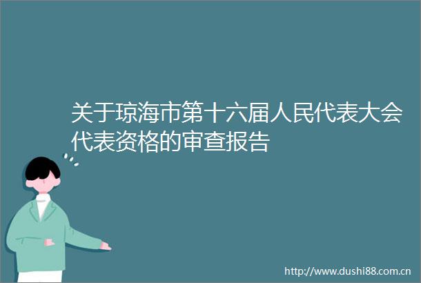 关于琼海市第十六届代表大会代表资格的审查报告