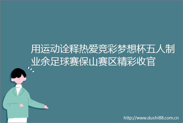 用运动诠释热爱竞彩梦想杯五人制业余足球赛保山赛区精彩收官