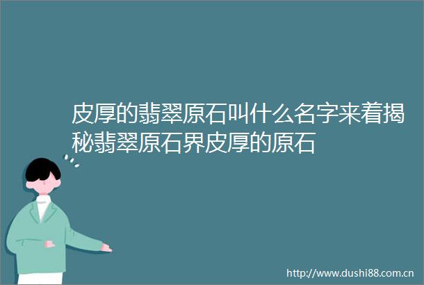 皮厚的翡翠原石叫什么名字来着揭秘翡翠原石界皮厚的原石