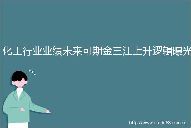 化工行业业绩未来可期金三江上升逻辑