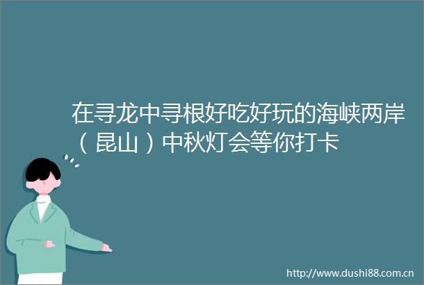 在寻龙中寻根好吃好玩的海峡两岸（昆山）中秋灯会等你打卡