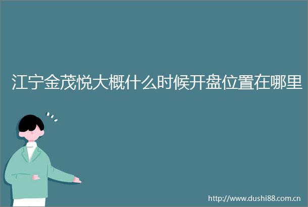 江宁金茂悦大概什么时候开盘位置在哪里
