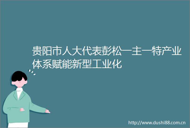 贵阳市人大代表彭松一主一特产业体系赋能新型工业化