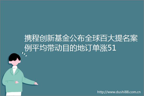 携程创新基金公布全球百大提名案例平均带动目的地订单涨51