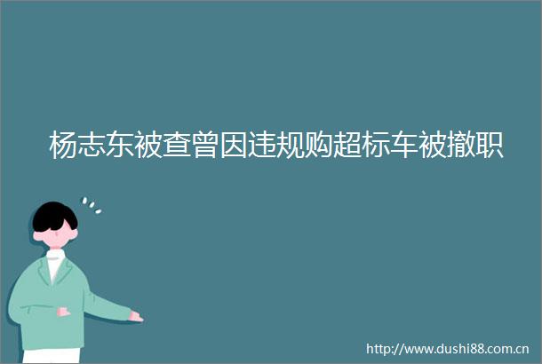 杨志东被查曾因购超标车被撤职