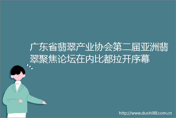 广东省翡翠产业协会第二届亚洲翡翠聚焦论坛在内比都拉开序幕