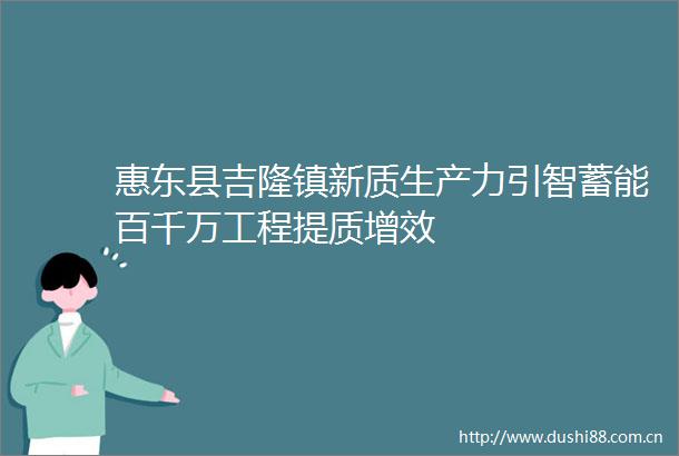 惠东县吉隆镇新质生产力引智蓄能百千万工程提质增效