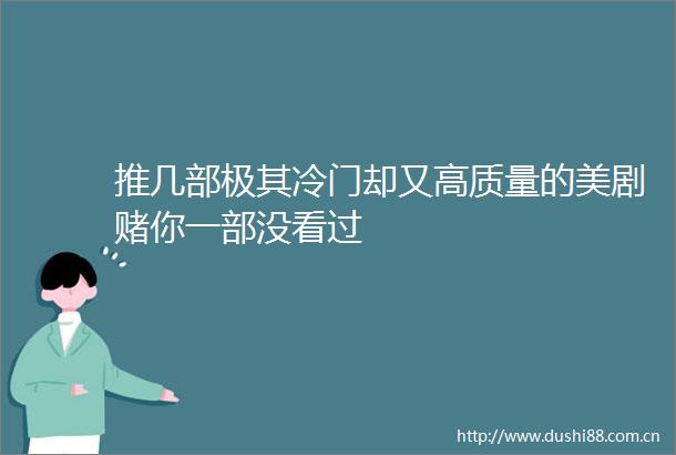 推几部极其冷门却又高质量的美剧赌你一部没看过