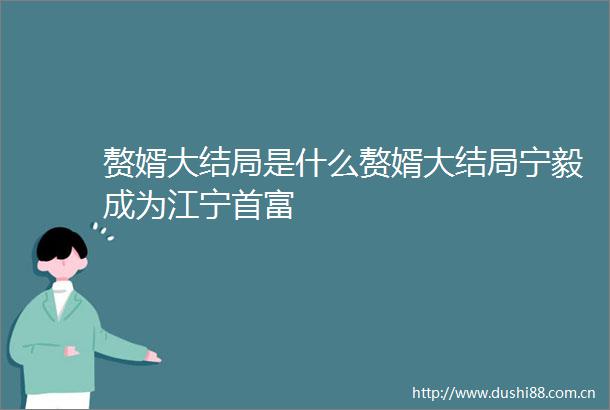 赘婿大结局是什么赘婿大结局宁毅成为江宁首富