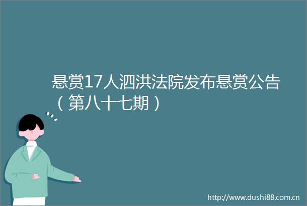 悬赏17人泗洪发布悬赏公告（第八十七期）