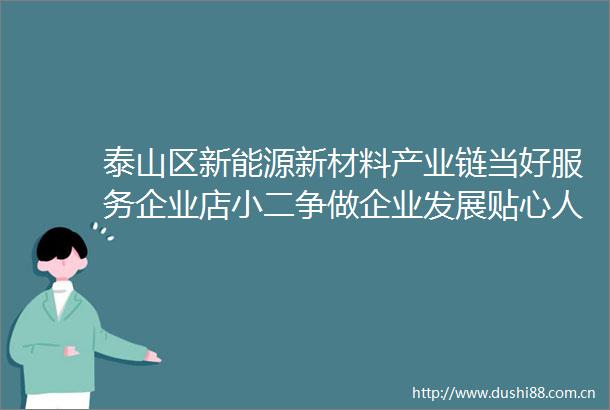 泰山区新能源新材料产业链当好服务企业店小二争做企业发展贴心人