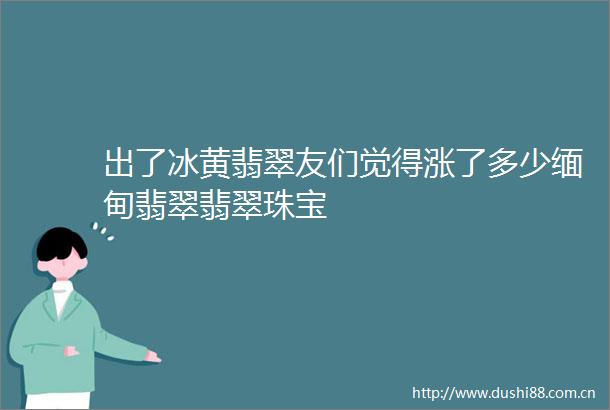 出了冰黄翡翠友们觉得涨了多少缅甸翡翠翡翠珠宝