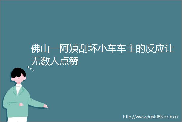 佛山一阿姨刮坏小车车主的反应让无数人点赞