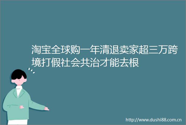 淘宝全球购一年清退卖家超三万跨境打假社会共治才能去根