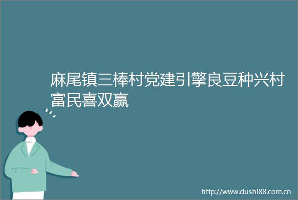 麻尾镇三棒村党建引擎良豆种兴村富民喜双赢
