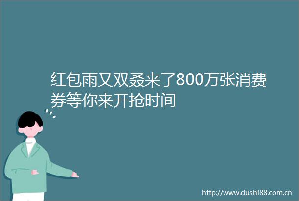 红包雨又双叒来了800万张消费券等你来开抢时间