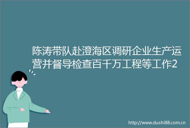 陈涛带队赴澄海区调研企业生产运营并督导检查百千万工程等工作20250617