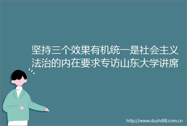 坚持三个效果有机统一是社会主义法治的内在要求专访山东大学讲席教授谢鹏程