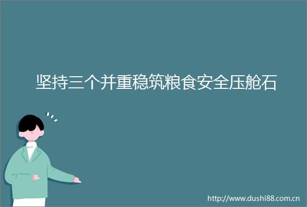坚持三个并重稳筑粮食安全压舱石