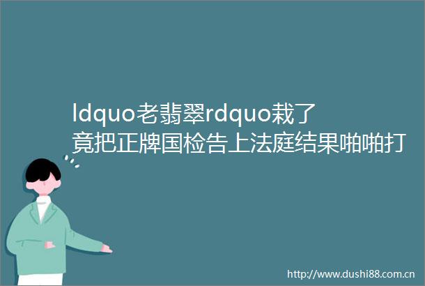ldquo老翡翠rdquo栽了竟把正牌国检告上结果啪啪打脸