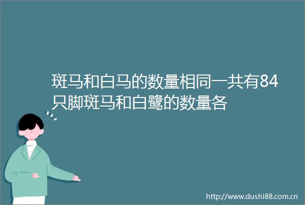 斑马和白马的数量相同一共有84只脚斑马和白鹭的数量各