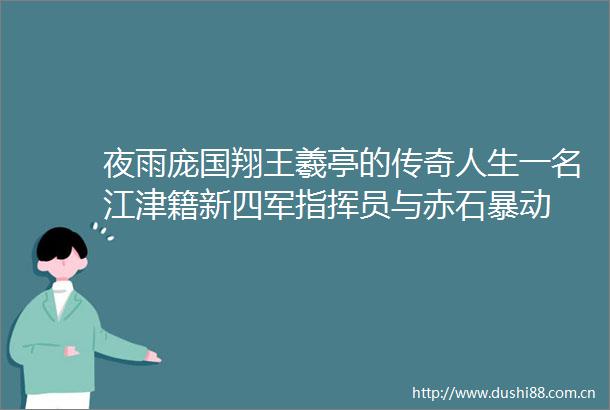 夜雨庞国翔王羲亭的传奇人生一名江津籍新四军指挥员与赤石暴动
