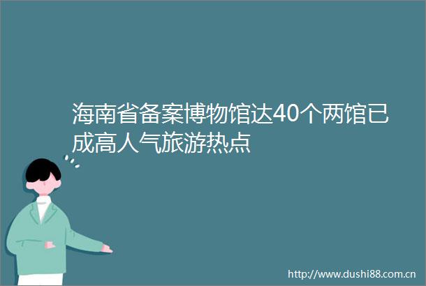 海南省备案博物馆达40个两馆已成高人气旅游热点