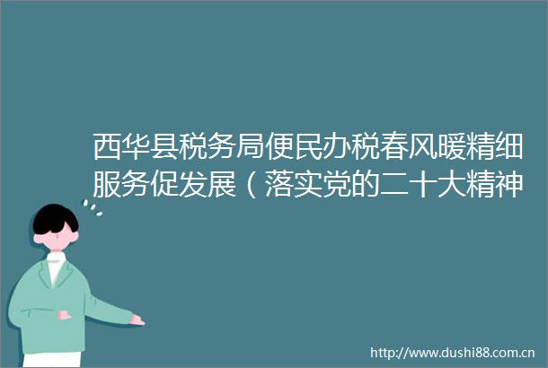 西华县税务局便民办税春风暖精细服务促发展（落实党的二十大精神税务在行动之周口税务篇）