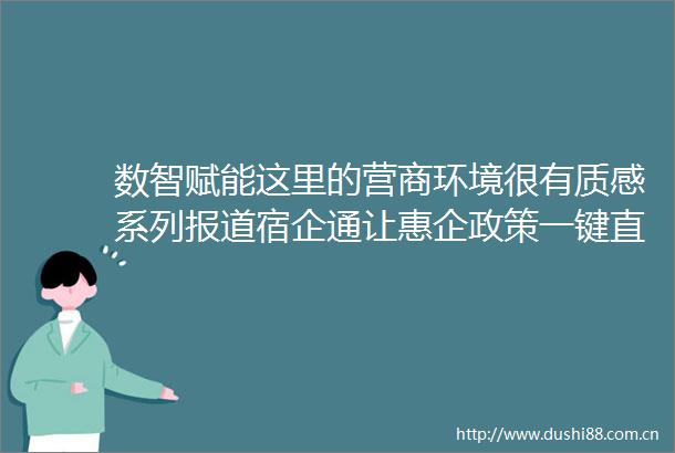 数智赋能这里的营商环境很有质感系列报道宿企通让惠企政策一键直达