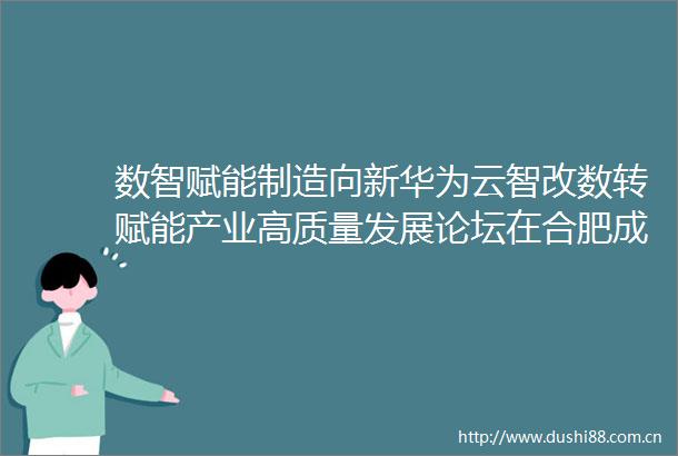 数智赋能制造向新华为云智改数转赋能产业高质量发展论坛在合肥成功举办