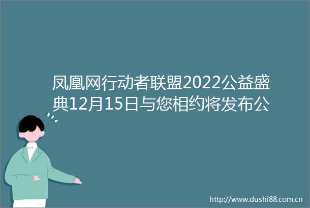 凤凰网行动者联盟2022公益盛典12月15日与您相约将发布公益藏品