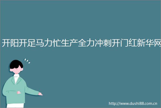 开阳开足马力忙生产全力冲刺开门红新华网
