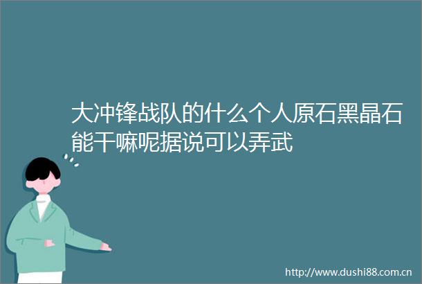 大冲锋战队的什么个人原石黑晶石能干嘛呢据说可以弄武