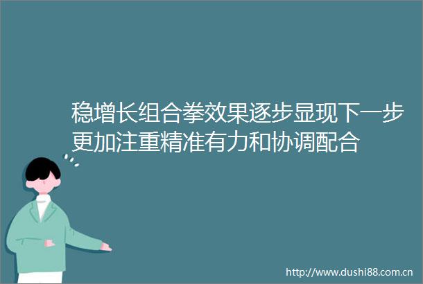 稳增长组合拳效果逐步显现下一步更加注重精准有力和协调配合