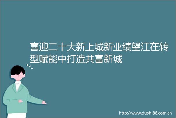 喜迎二十大新上城新业绩望江在转型赋能中打造共富新城