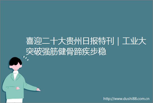 喜迎二十大贵州日报特刊｜工业大突破强筋健骨蹄疾步稳