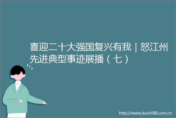 喜迎二十大强国复兴有我｜怒江州先进典型事迹展播（七）
