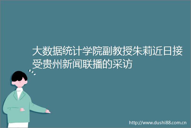 大数据统计学院副教授朱莉近日接受贵州新闻联播的采访