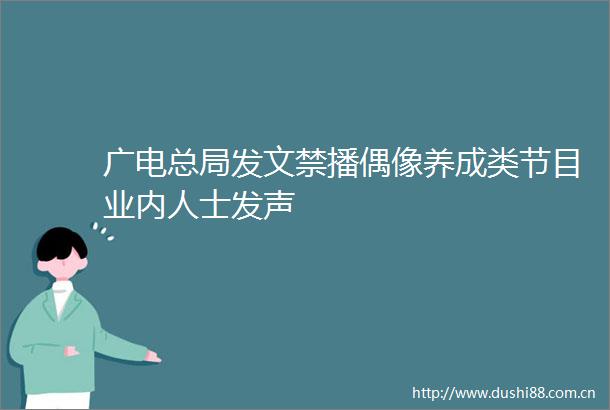 广电总局发文禁播偶像养成类节目业内人士发声