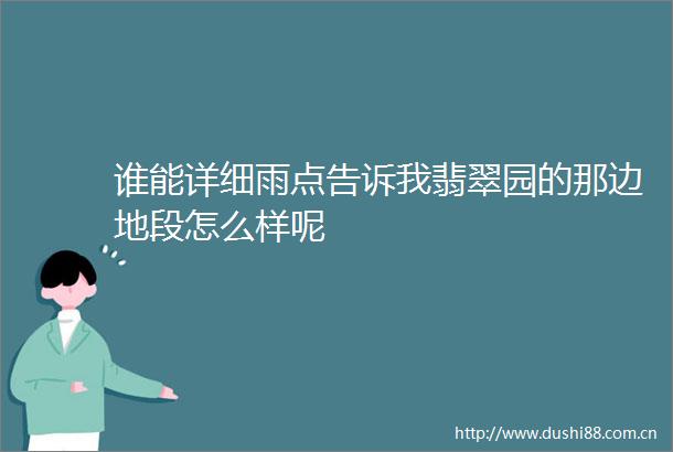 谁能详细雨点告诉我翡翠园的那边地段怎么样呢