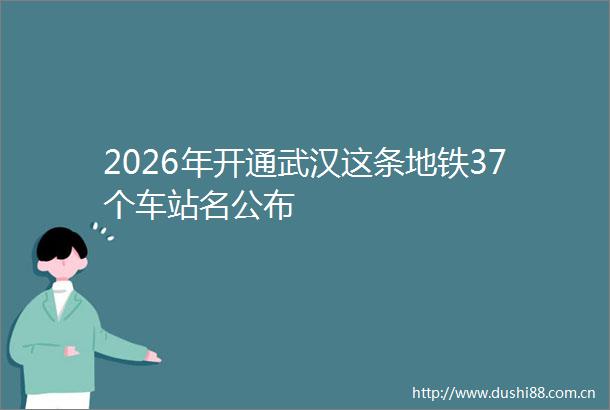 2026年开通武汉这条地铁37个车站名公布