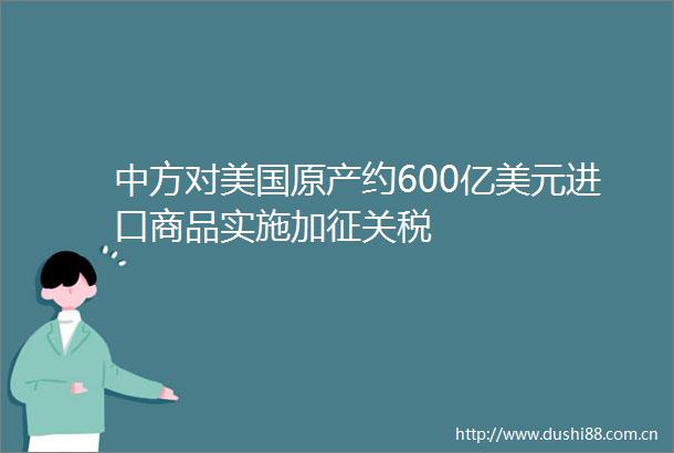 中方对美国原产约600亿美元进口商品实施加征关税