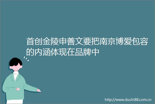首创金陵申善文要把南京博爱包容的内涵体现在品牌中