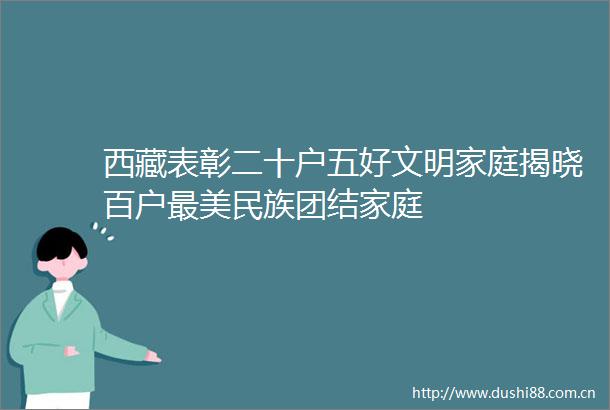 西藏表彰二十户五好文明家庭揭晓百户最美民族团结家庭