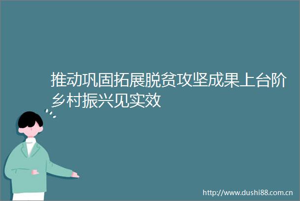 推动巩固拓展脱贫攻坚成果上台阶乡村振兴见实效