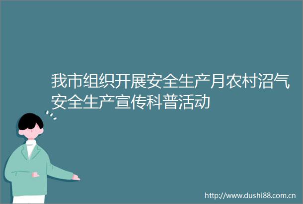 我市组织开展安全生产月农村沼气安全生产宣传科普活动