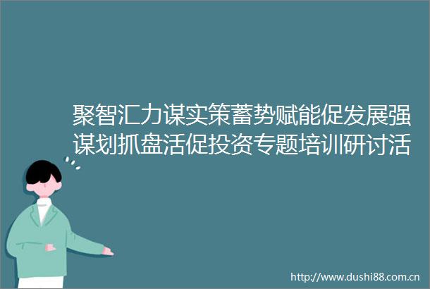 聚智汇力谋实策蓄势赋能促发展强谋划抓盘活促投资专题培训研讨活动举行