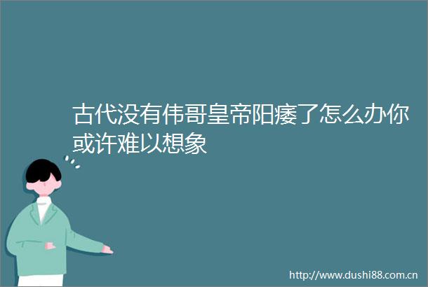 古代没有伟哥皇帝阳痿了怎么办你或许难以想象